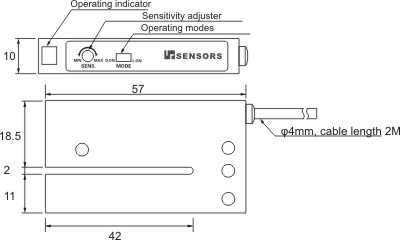 S-2700 label sensor dimension diagrame